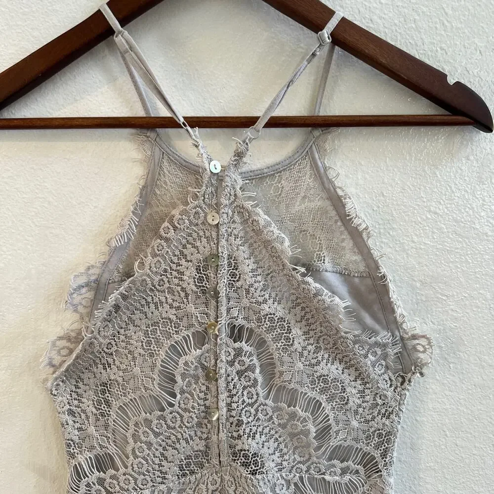 Free People NWT Gray XS Mini Lace Slip Dress She’s Got It